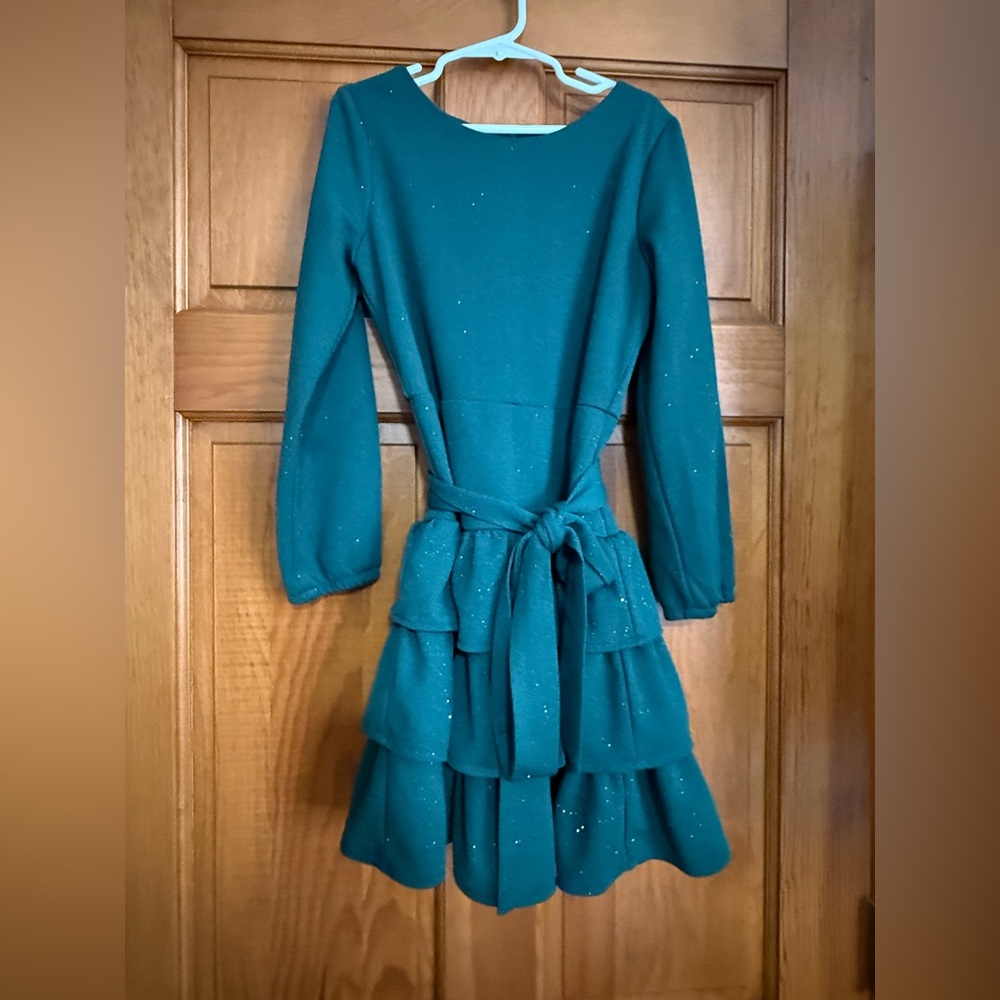 Elegant Green Sparkly Kids Dress with Bow